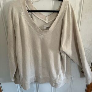 aerie Cream V-Neck Lightweight Pullover